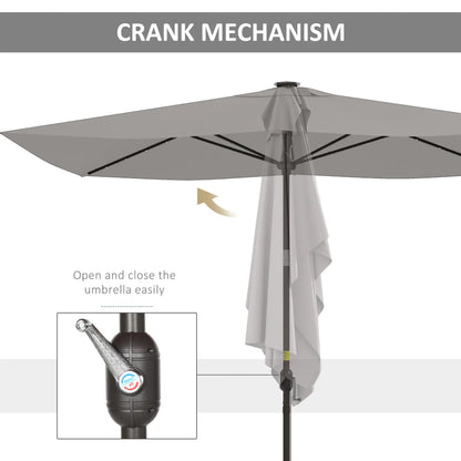 6.5x10ft Light Grey Tilt Aluminum Patio Umbrella, Solar Powered LEDs, Crank, Light Grey Sun Umbrellas at Gallery Canada