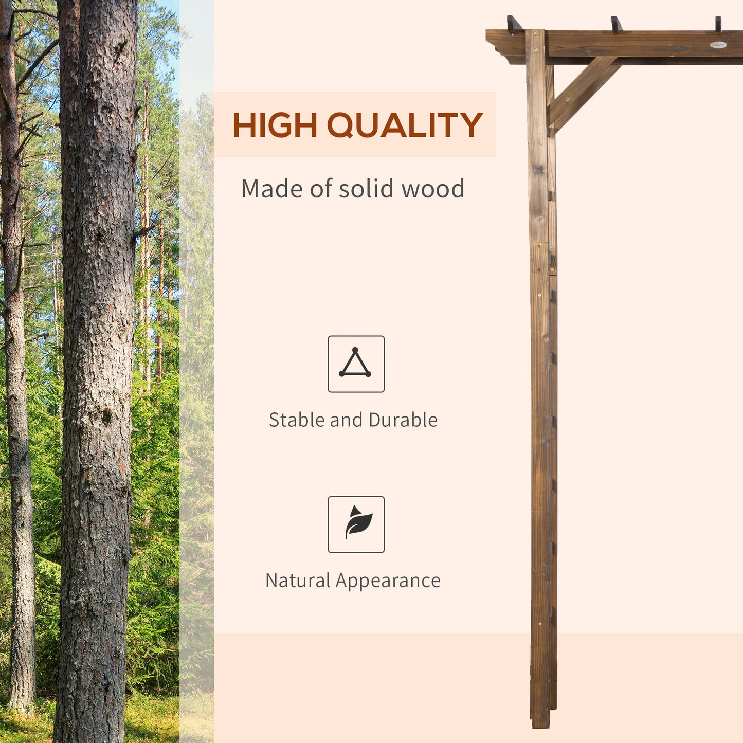 85" Wooden Garden Arbour, Arch Trellis for Climbing Vines, Carbonized Garden Arches at Gallery Canada