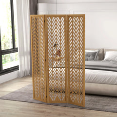 3 Panel Room Divider, 5.6ft Tall, Wood Folding Privacy Screen, Light Brown Room Dividers Light Brown at Gallery Canada