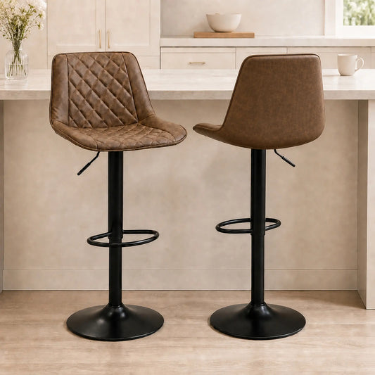 Swivel Counter Height Barstools Set of 2, Adjustable, Dark Brown Bar Stools Dark Brown, Black at Gallery Canada