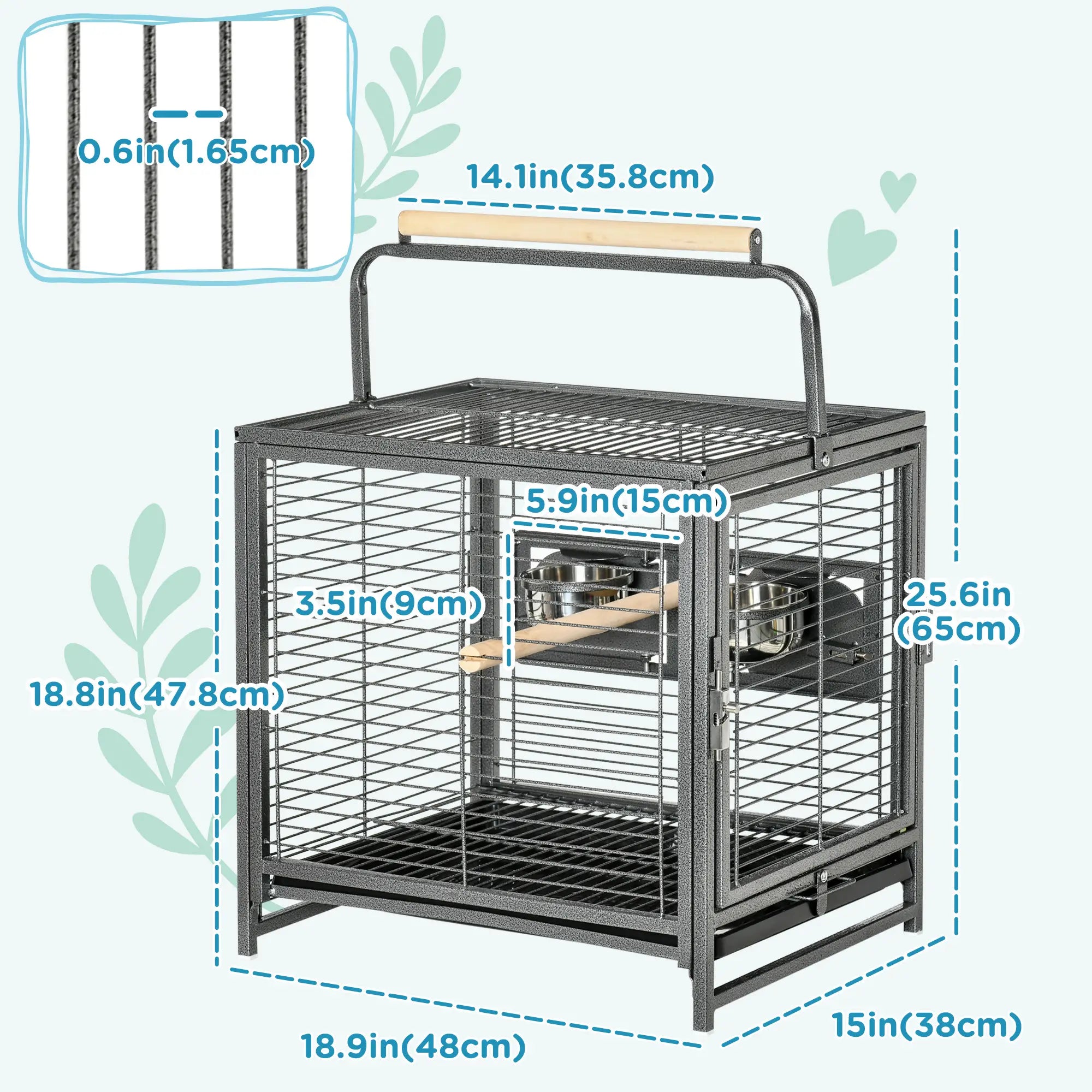 Bird Travel Cage for Parrots, Conures, African Grey, Black Bird Cages at Gallery Canada