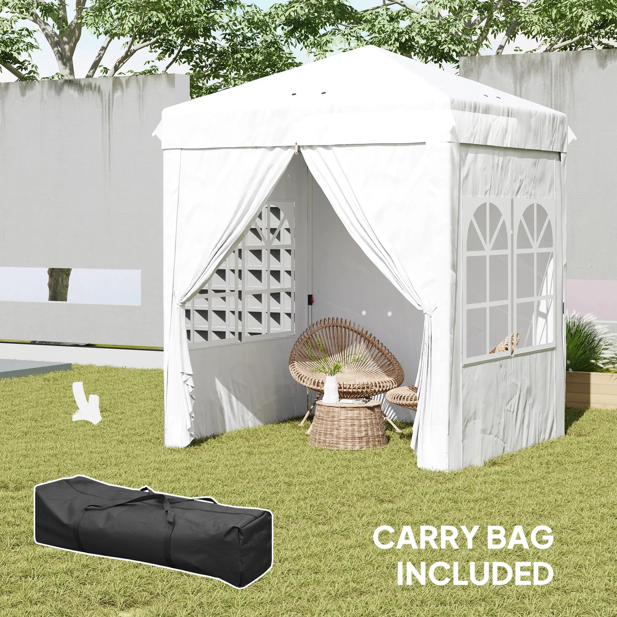 6.7' x 6.7' Pop-Up Canopy Tent, Adjustable Height, White Pop Up Canopies at Gallery Canada