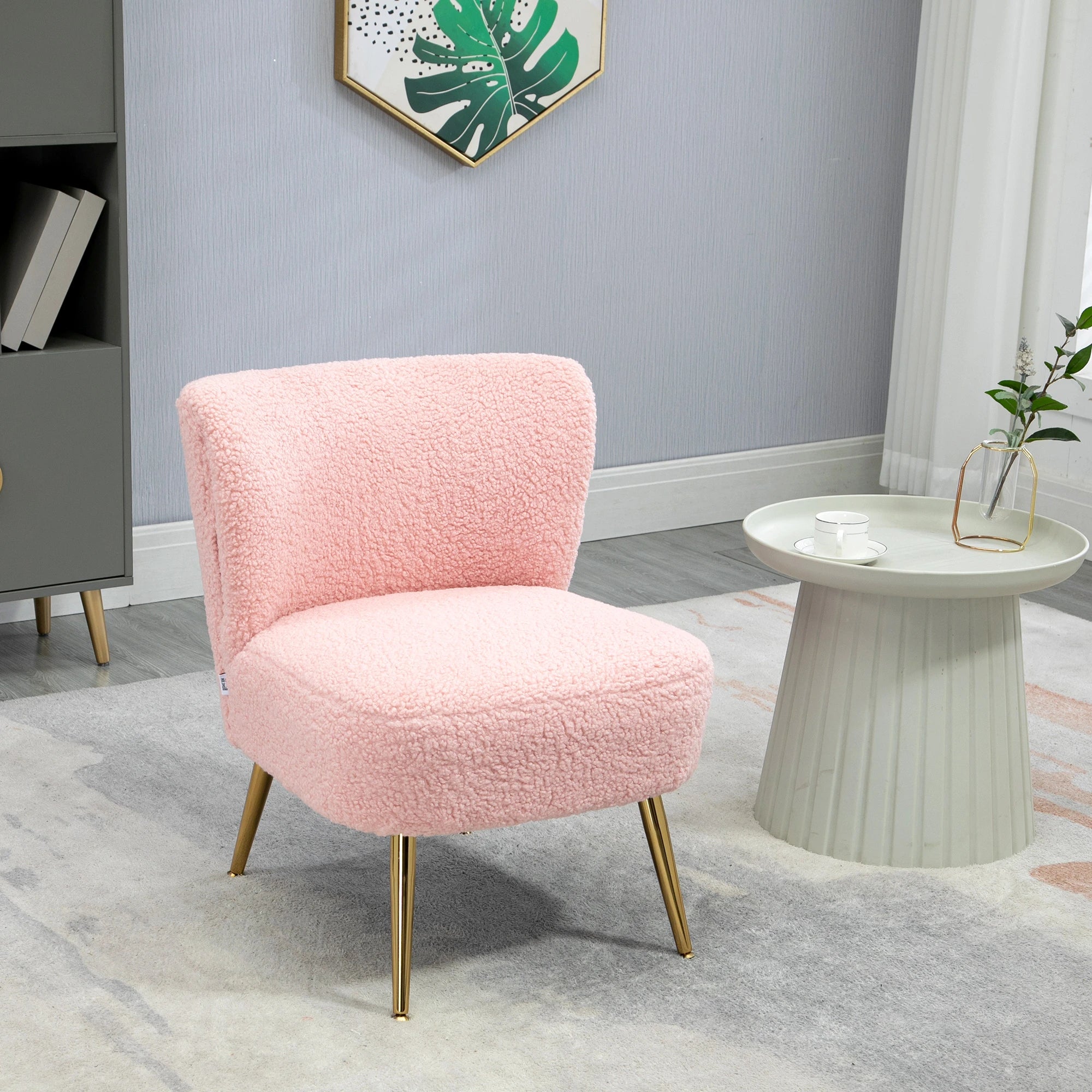 Lounge Chair for Bedroom Living Room Chair with Soft Upholstery and Gold Legs Pink Accent Chairs at Gallery Canada