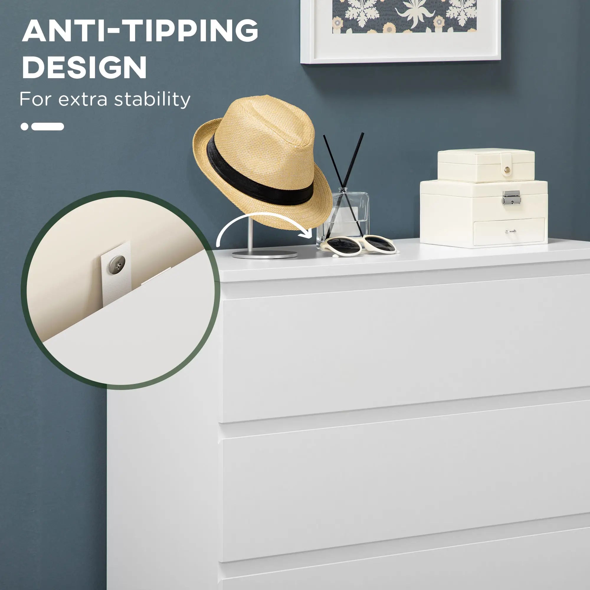 5 Drawer Chest, Dresser for Bedroom, Zinc Alloy Runners Storage Cabinets at Gallery Canada