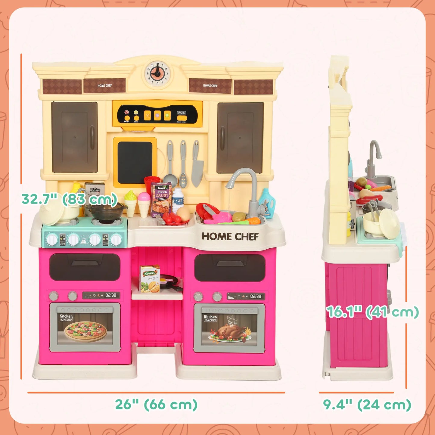 Kids Play Kitchen Set with Lights, Sounds, Pink Play Kitchen at Gallery Canada