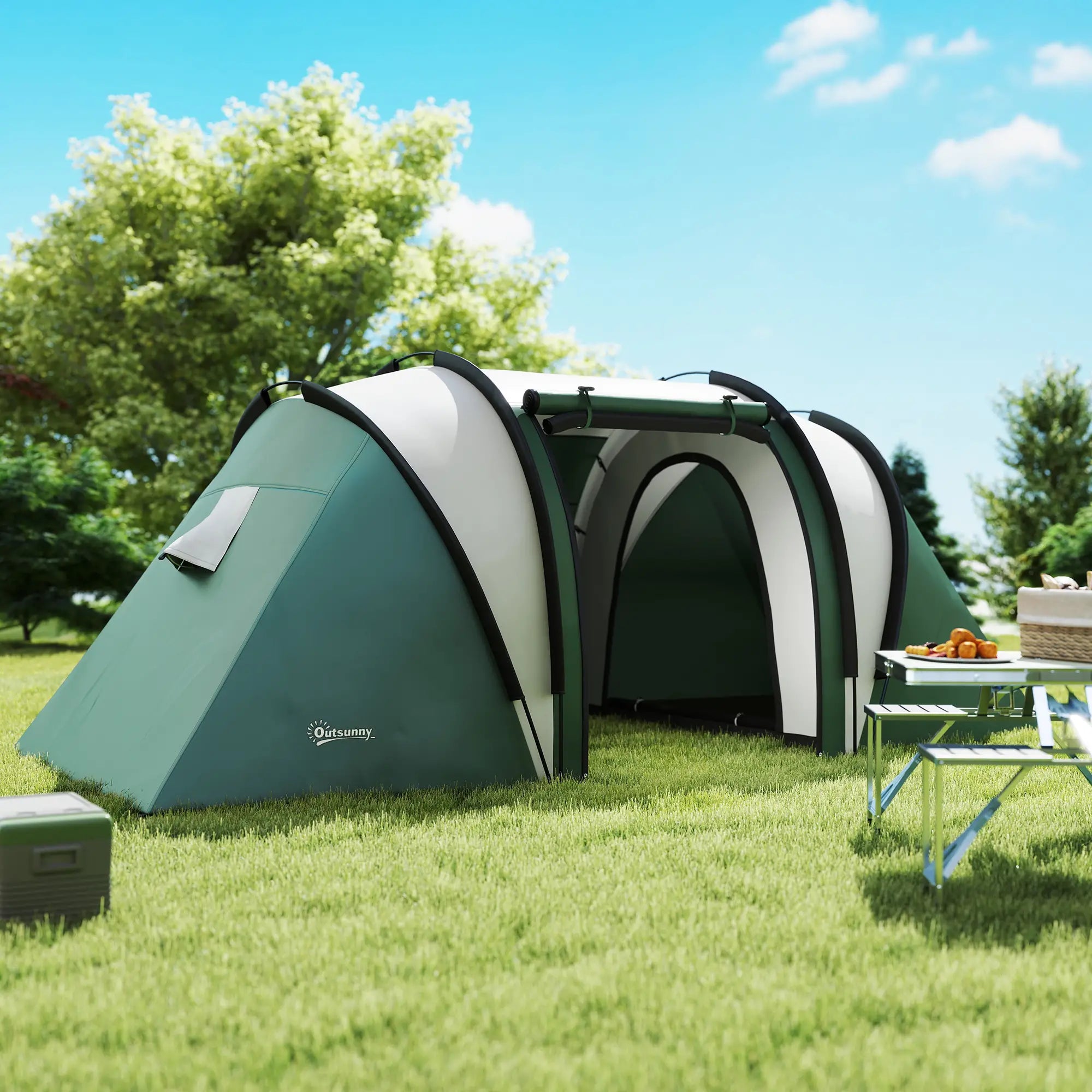 Camping Tent, 2 Bedrooms, Living Area, 3000mm Waterproof, Army Green Camping Tents at Gallery Canada