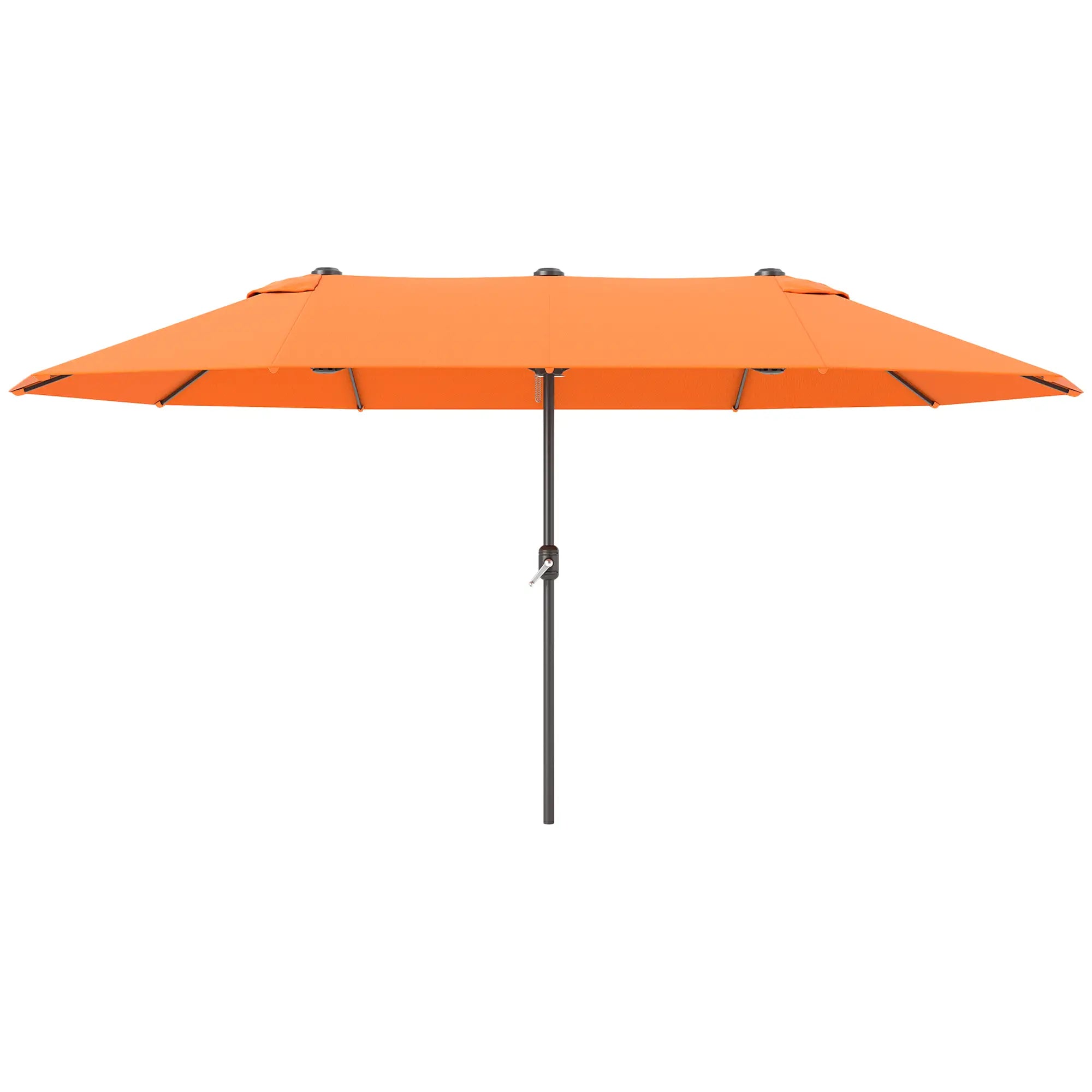 15' Outdoor Patio Umbrella, Twin Canopy Sunshade, Steel Table, Lift Crank, Orange Sun Umbrellas Orange at Gallery Canada