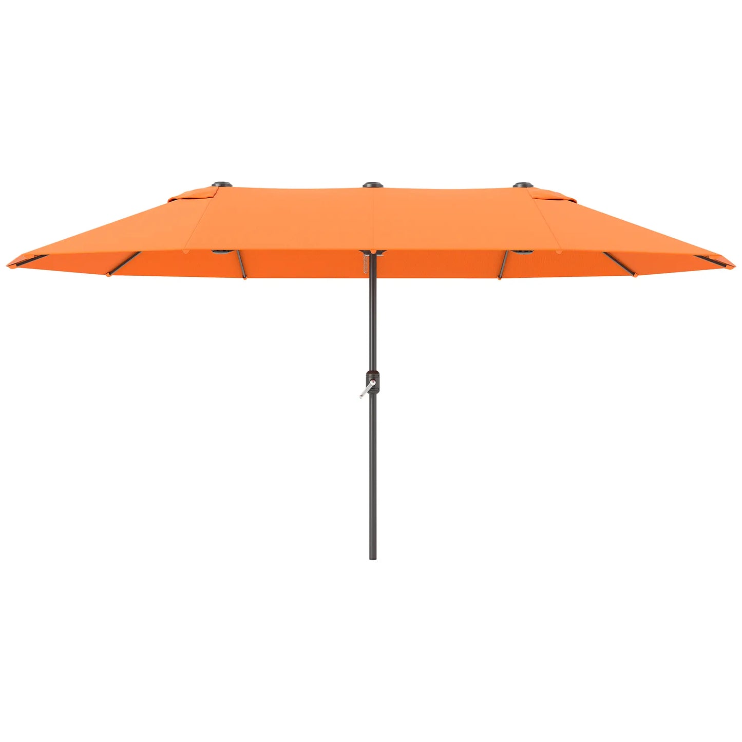 15' Outdoor Patio Umbrella, Twin Canopy Sunshade, Steel Table, Lift Crank, Orange Sun Umbrellas Orange at Gallery Canada