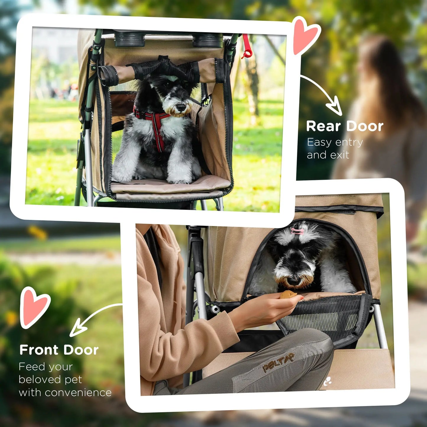 Foldable Pet Stroller, 4 Wheels, Storage Basket, Cup Holder, Coffee Dog Bike Trailers & Strollers at Gallery Canada