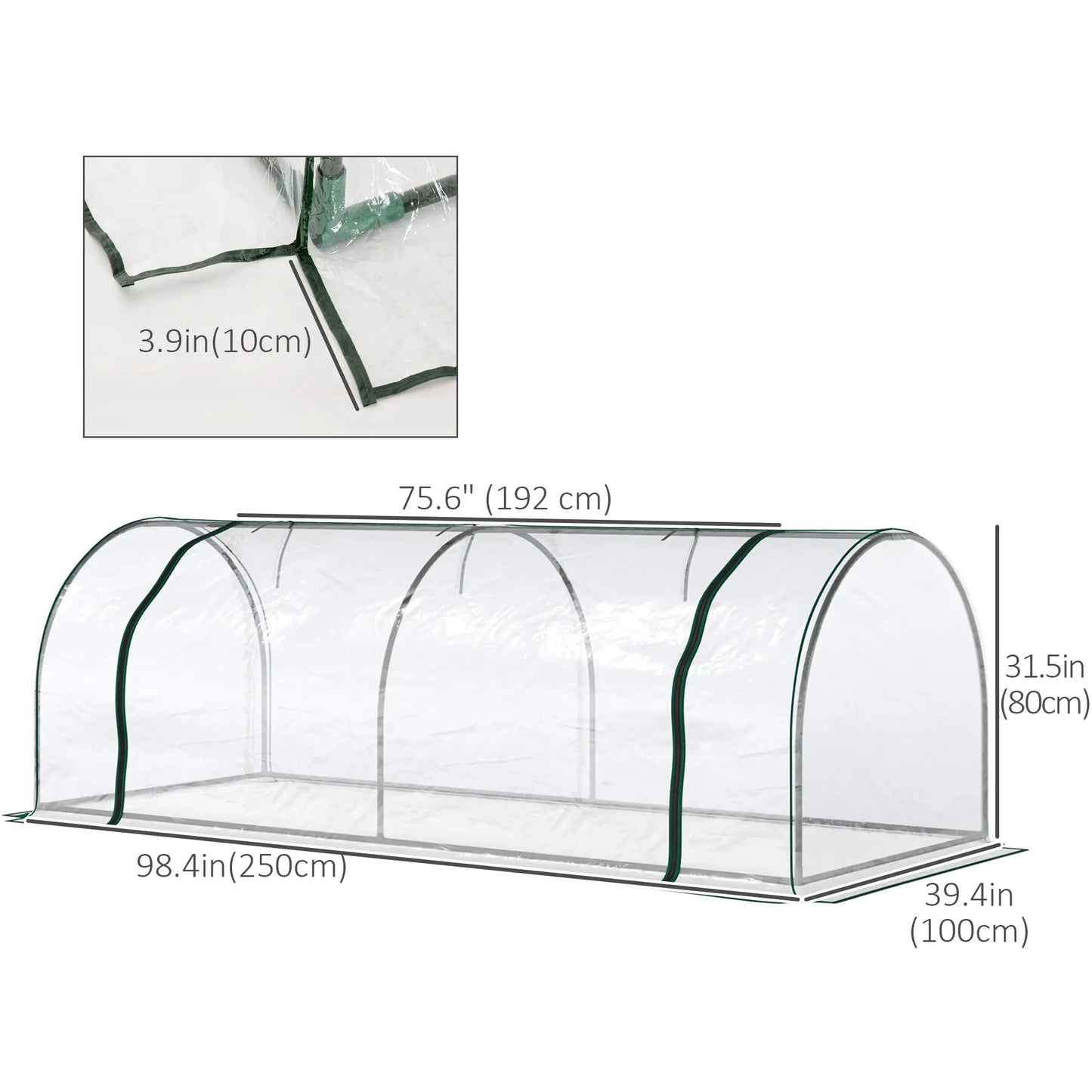 8' x 3' x 2.6' Mini Greenhouse, Portable with Zippered Doors, Clear Mini Greenhouses at Gallery Canada