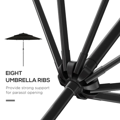 9FT 3-Tier Patio Umbrella, Crank Push Button Tilt, Black Sun Umbrellas at Gallery Canada