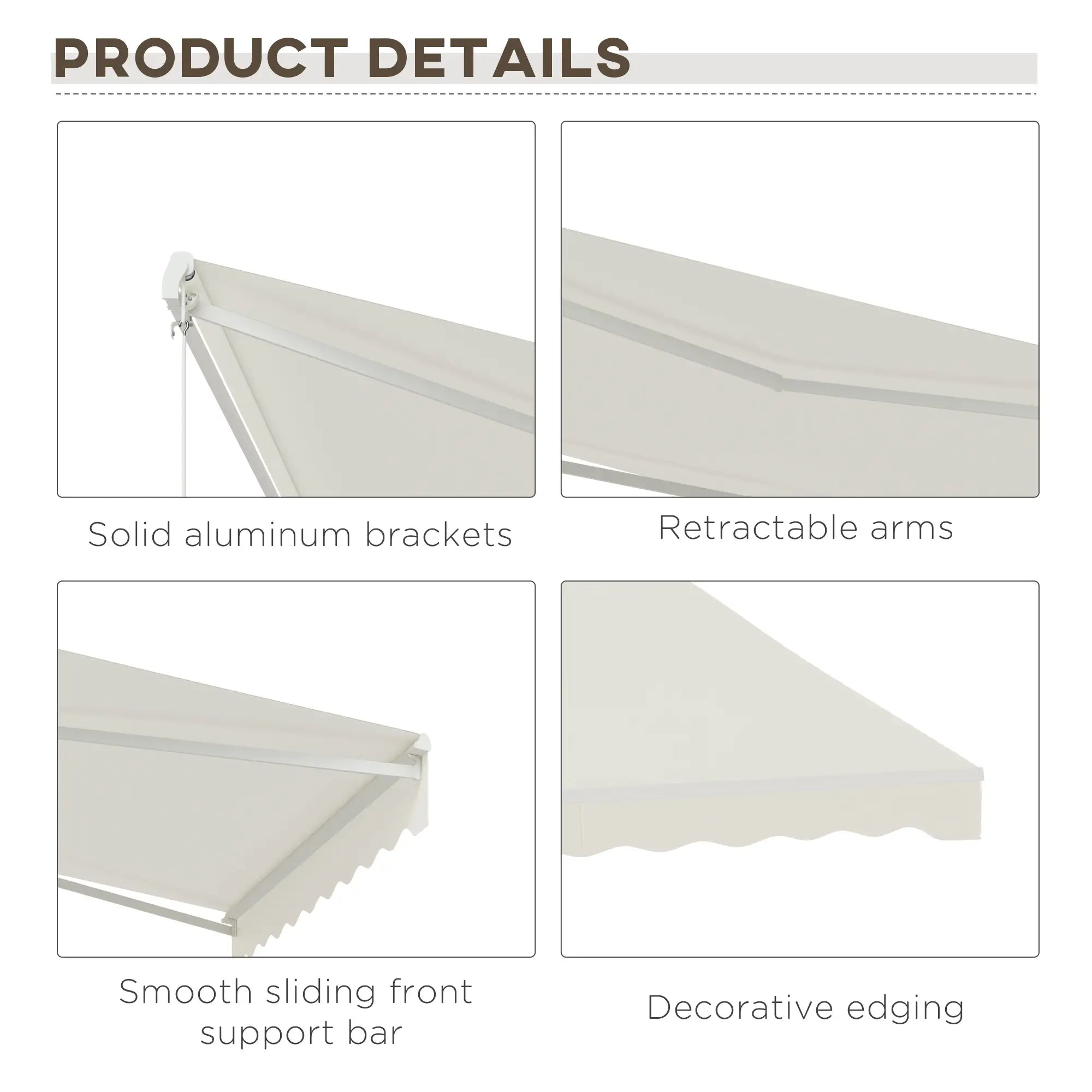 12'x10' Electric Retractable Awning, UV Protection, Cream Deck Awnings at Gallery Canada
