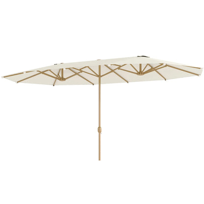 Double Garden Parasol, 179.1"W x 104.3"D, Crank, Steel Ribs, UV30+, Beige Double-sided Umbrellas Beige at Gallery Canada