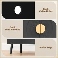 Record Player Stand with Outlets, Vinyl Storage Holds 300 Albums, Black