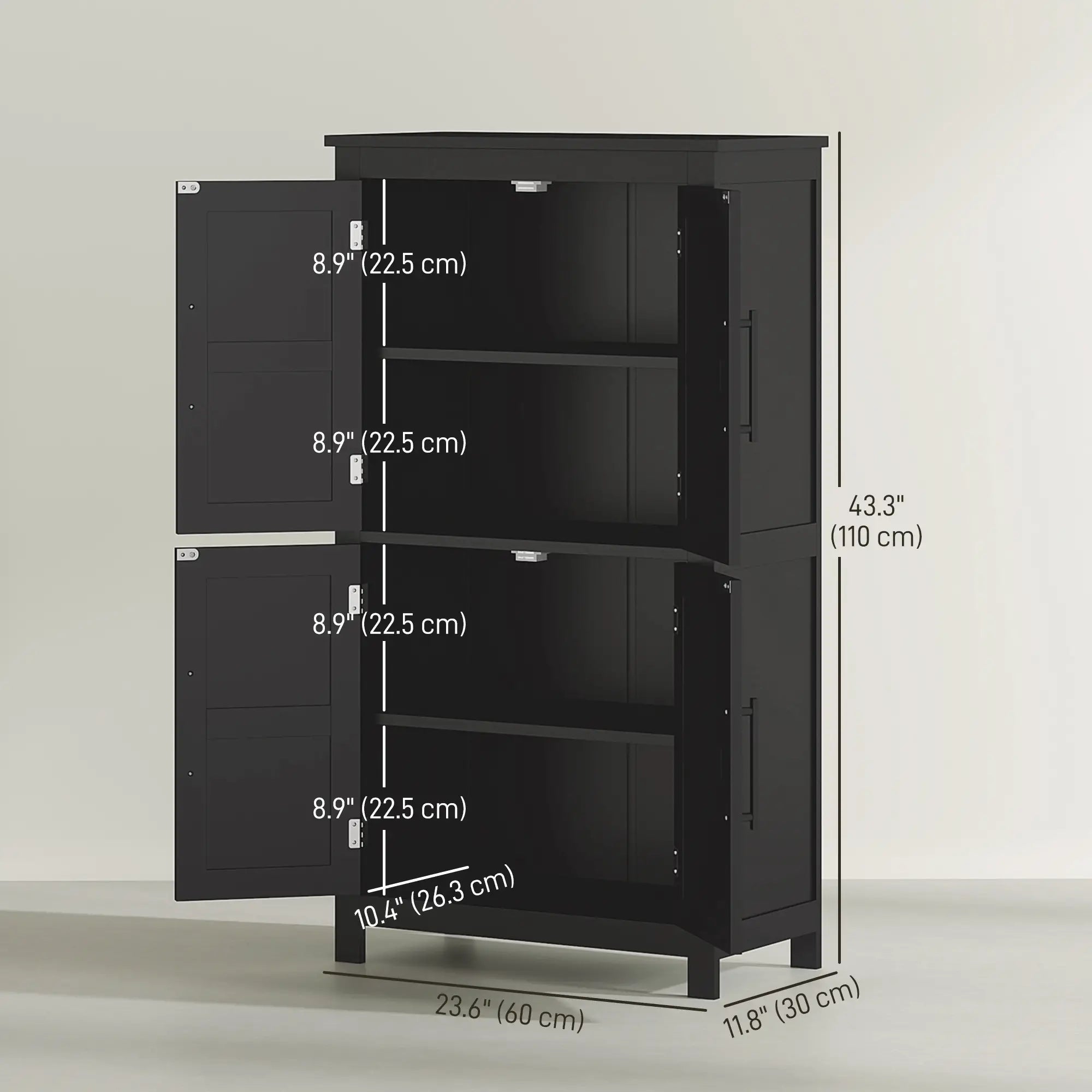 Farmhouse Bathroom Storage Cabinet, Barn Doors, Adjustable Shelf, Black Bathroom Cabinets at Gallery Canada