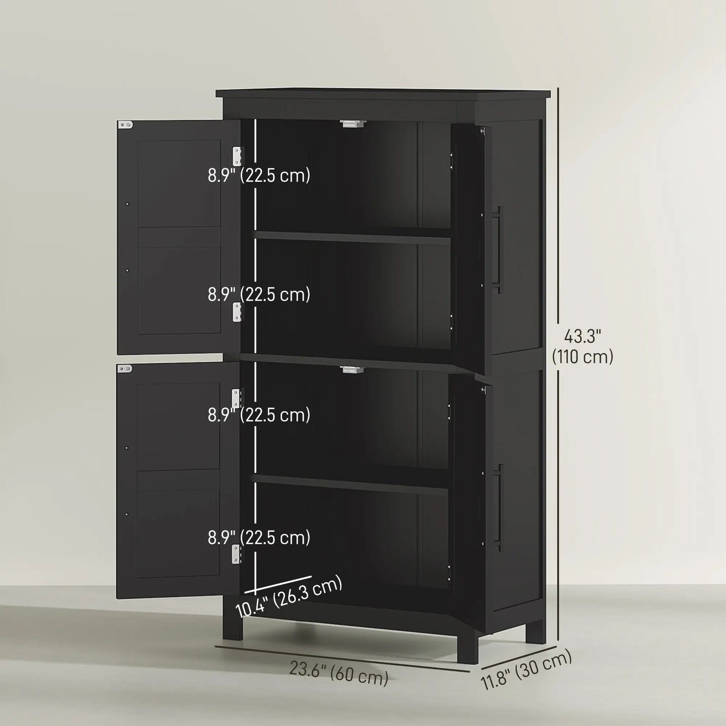 Farmhouse Bathroom Storage Cabinet, Barn Doors, Adjustable Shelf, Black Bathroom Cabinets at Gallery Canada