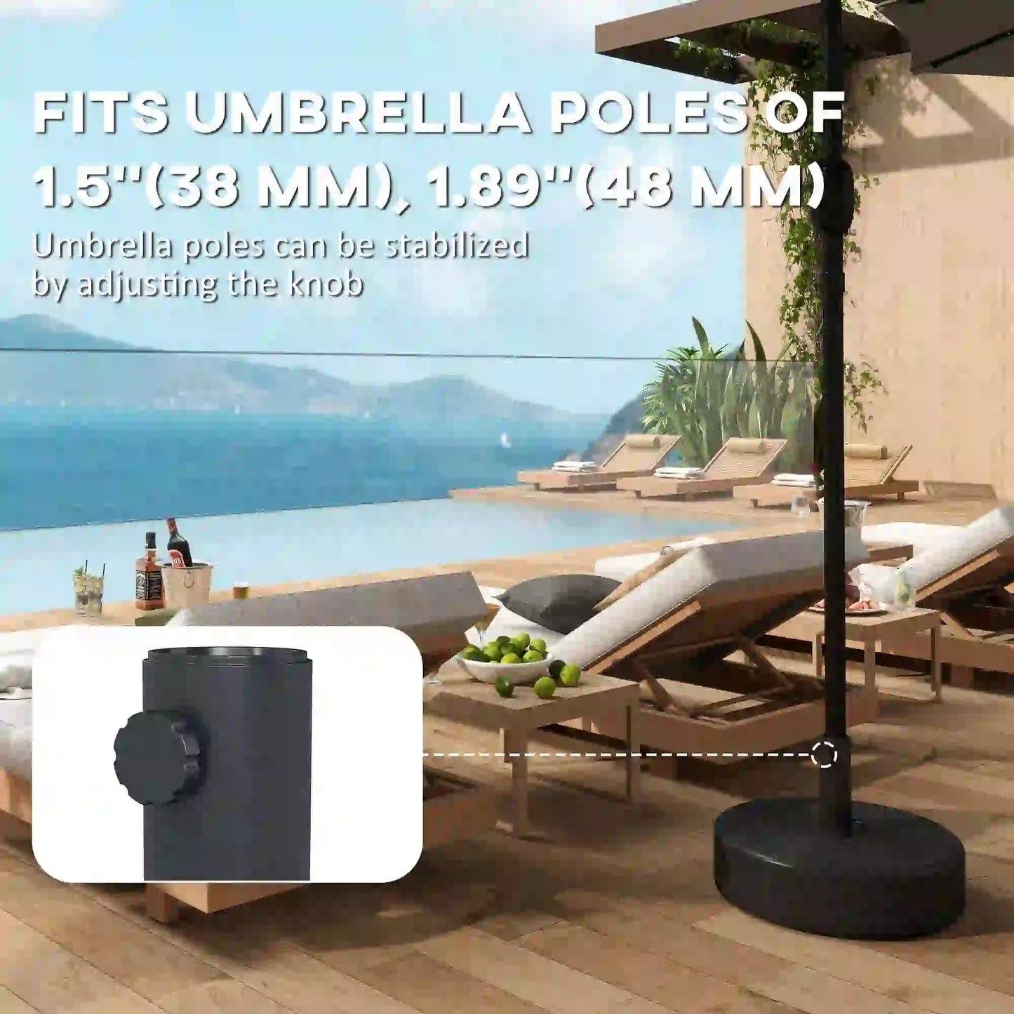 Patio Umbrella Base, 33 Lbs Water Or 42 Lbs Sand Filled, Black Umbrella Bases at Gallery Canada