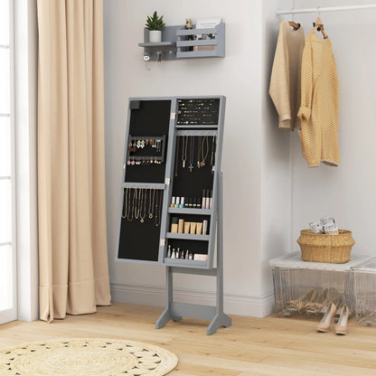 Free Standing Armoire Organizer, Lighted Mirrored Jewelry Cabinet, Grey Jewellery Armoire & Jewellery Mirror Cabinets at Gallery Canada