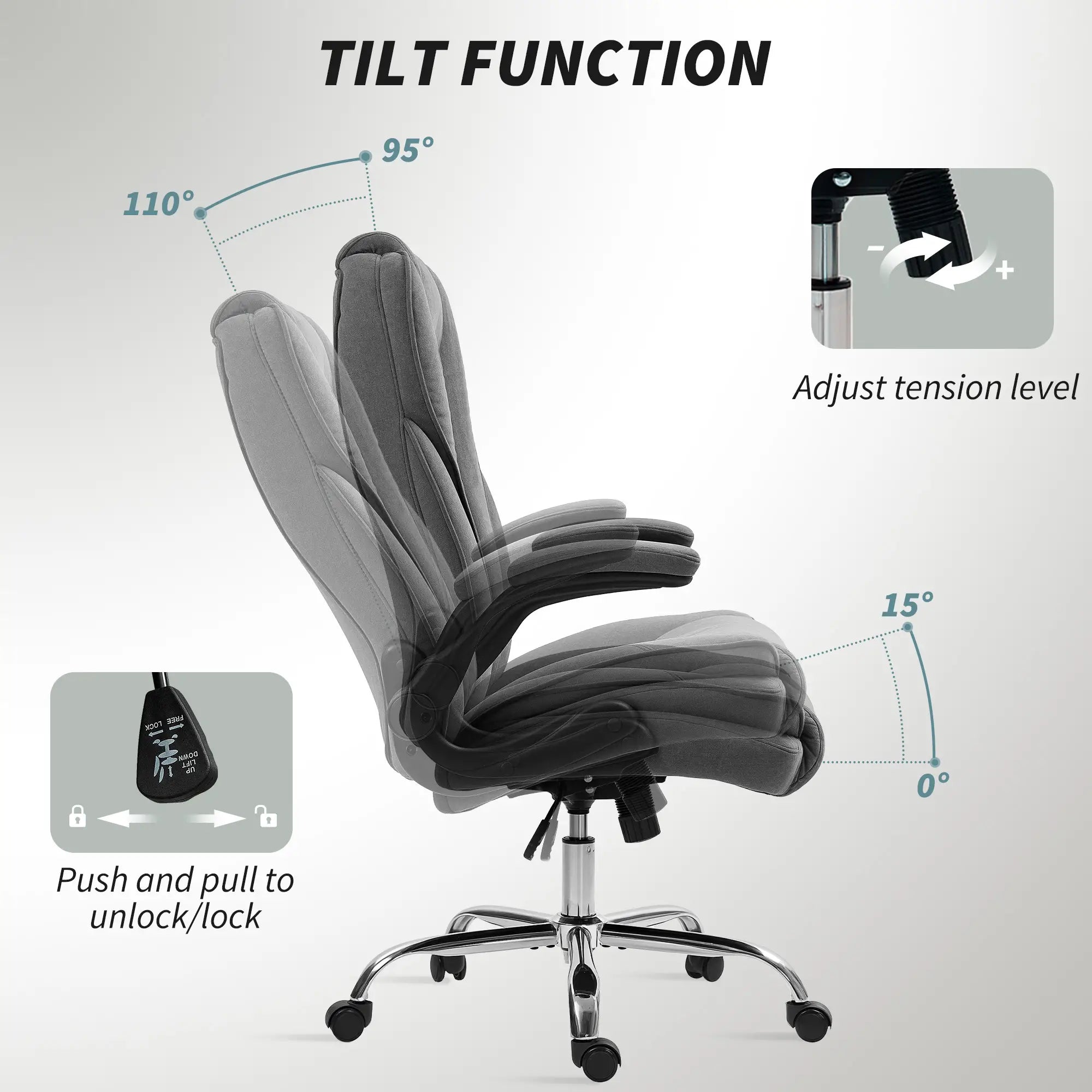 Executive Office Chair, Flip-Up Armrest, Diamond Fabric, Dark Grey Executive & Manager Chairs at Gallery Canada