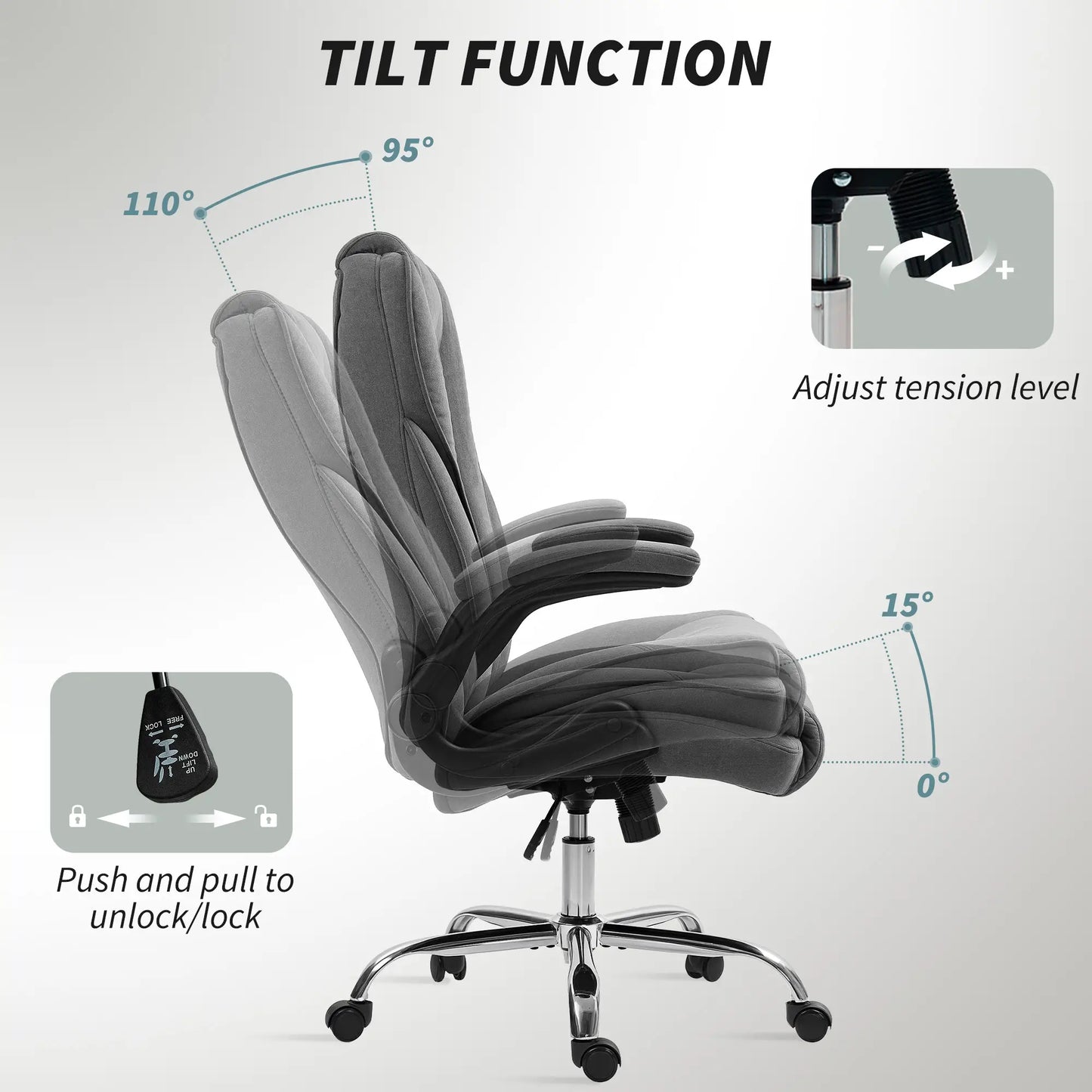 Executive Office Chair, Flip-Up Armrest, Diamond Fabric, Dark Grey Executive & Manager Chairs at Gallery Canada