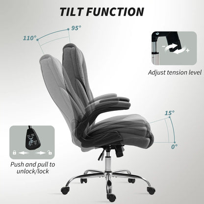 Executive Office Chair, Flip-Up Armrest, Diamond Fabric, Dark Grey Executive & Manager Chairs at Gallery Canada