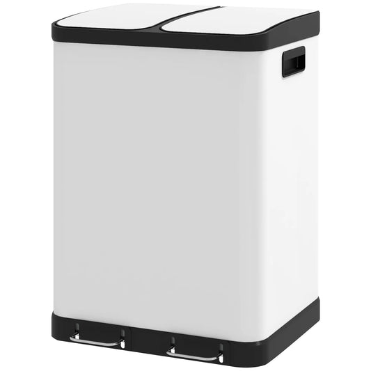 Kitchen Garbage Bin, 2 x 7.9 Gal, Soft-Close With Removable Buckets, White Small Kitchen Appliances White at Gallery Canada