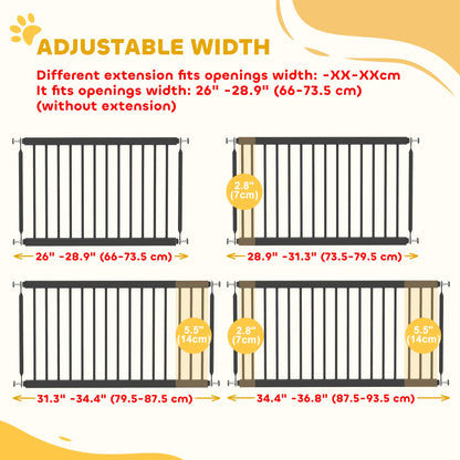 26"-37" Dog Gate, 18" Tall, 2 Extension, Pressure Mount, Black Pet Gates at Gallery Canada