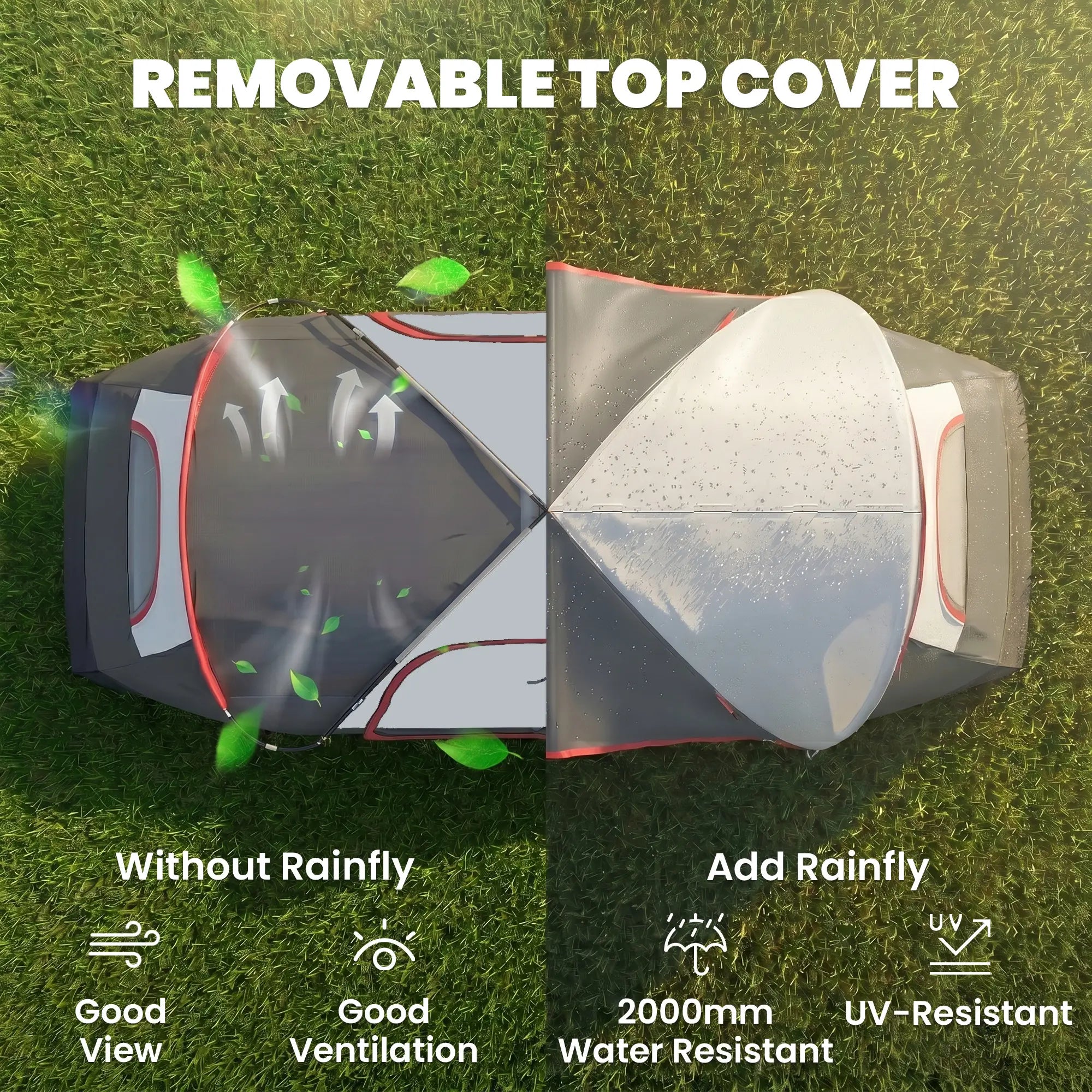 6-8 Man Camping Tent, 2000mm Waterproof Rainfly, Carry Bag, Dark Grey Camping Tents at Gallery Canada