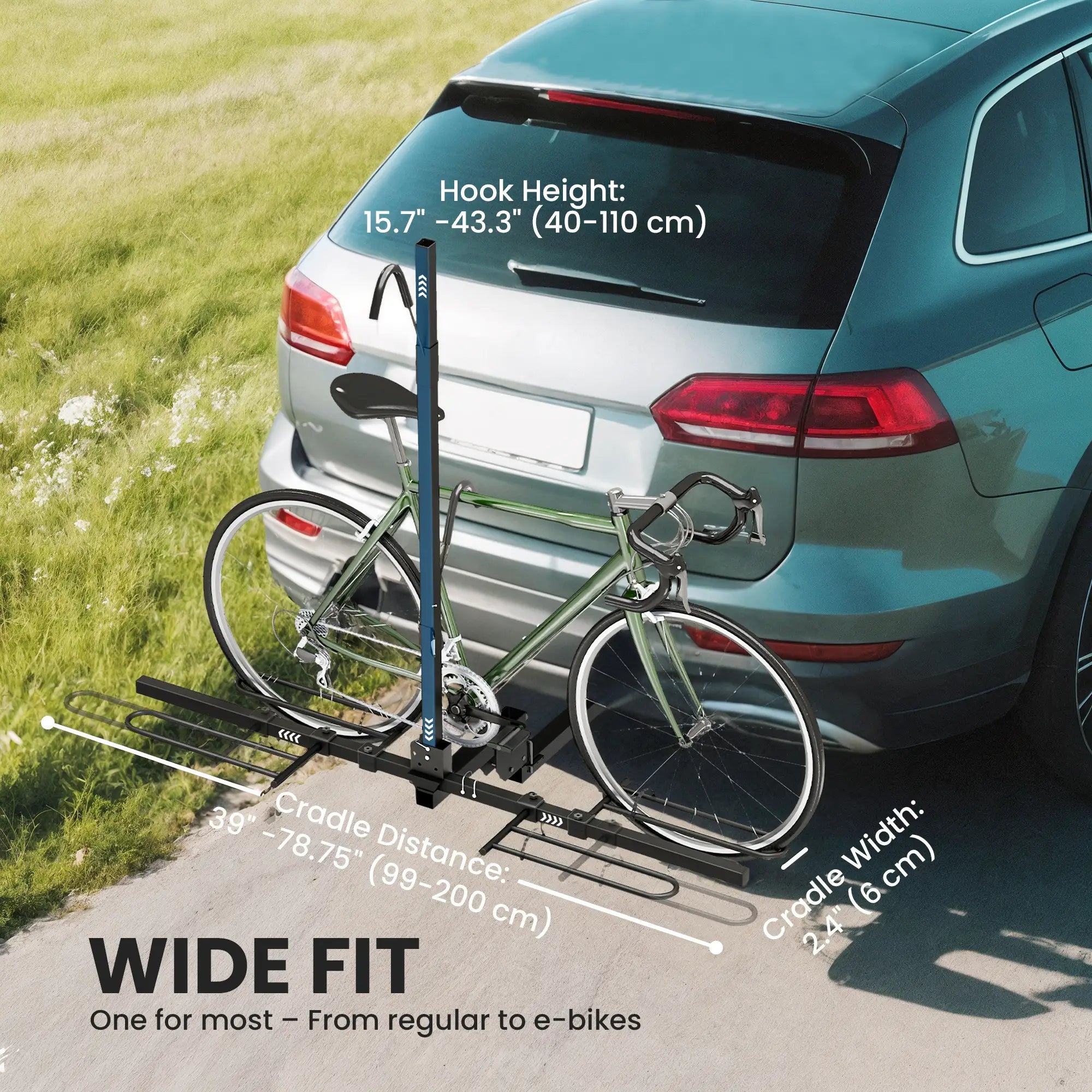 Hitch Bike Rack for Car, 200 lbs, 2 Bike Platform, Safety Strap, 2