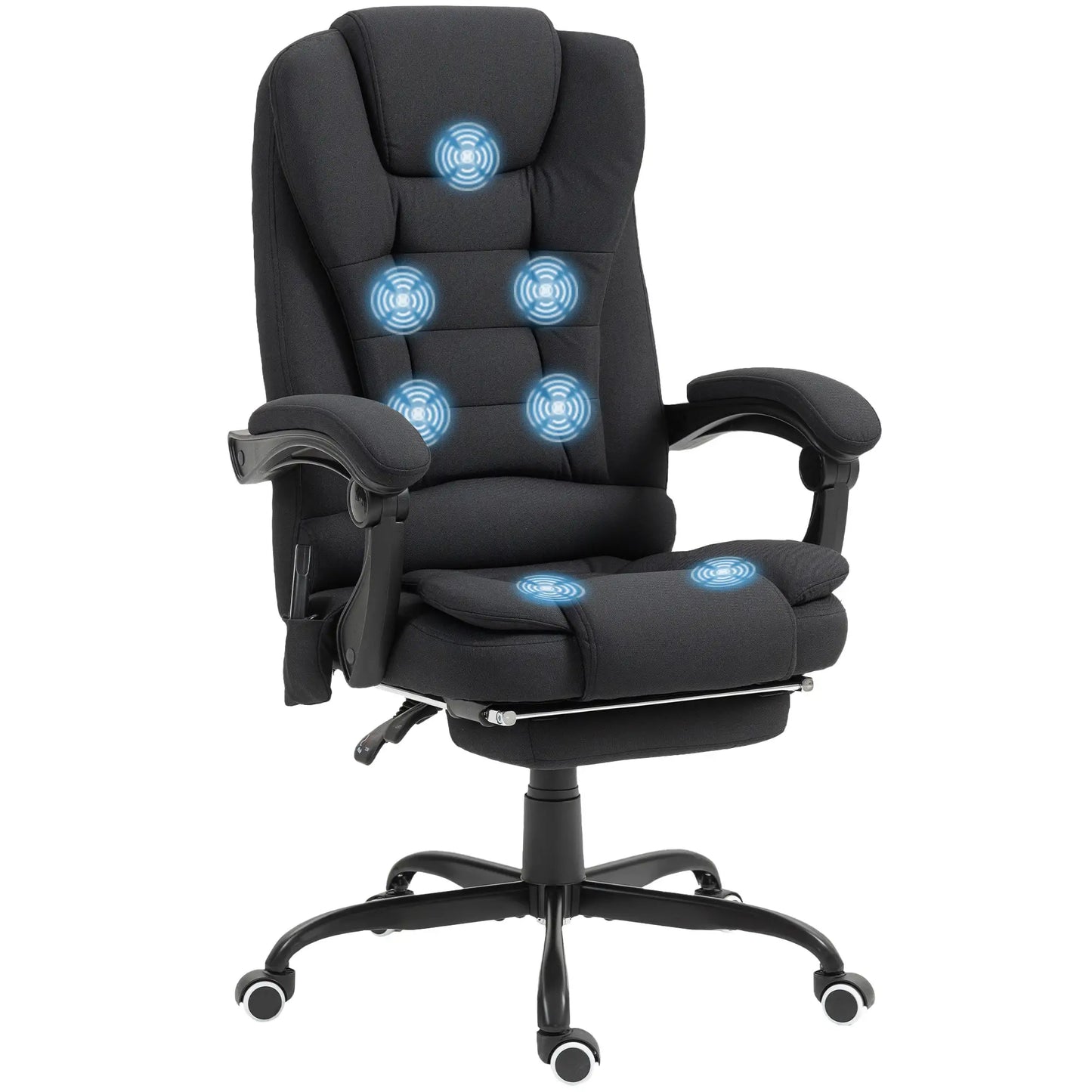 7-Point Vibrating Massage Chair, Reclining Office Chair with Footrest, Black Massage Chairs at Gallery Canada