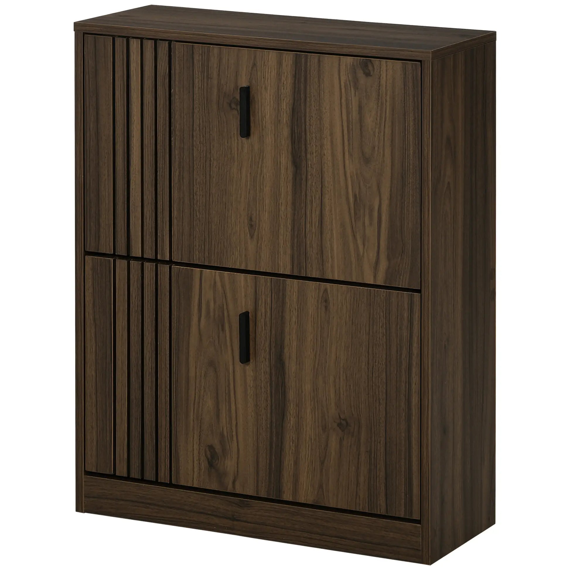 Shoe Storage Cabinet, 12 Pairs, 2 Flip Drawers, Adjustable Shelves, Walnut Shoe Storage Cabinets & Racks at Gallery Canada