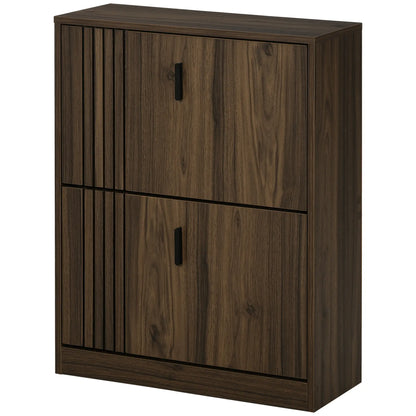 Shoe Storage Cabinet, 12 Pairs, 2 Flip Drawers, Adjustable Shelves, Walnut Shoe Storage Cabinets & Racks at Gallery Canada