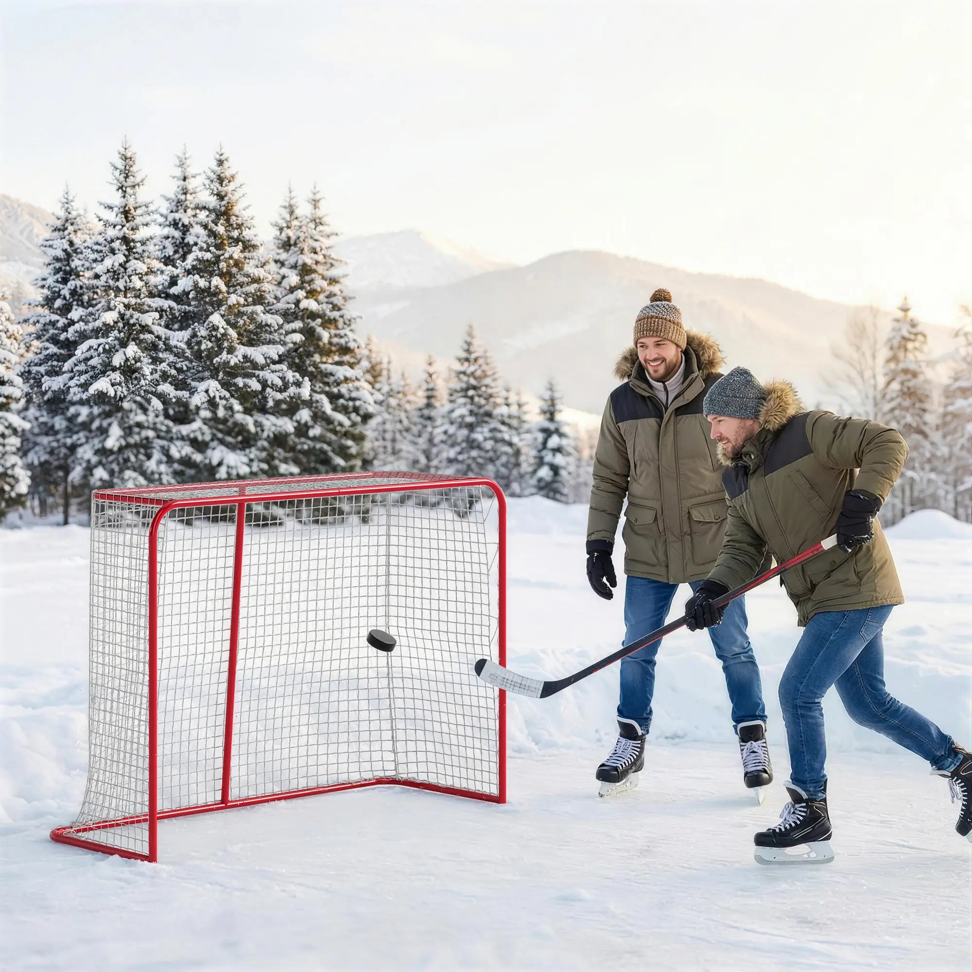 5' x 4' Mini Hockey Goal, Metal Frame, Lightweight Portable Team Sports Equipment at Gallery Canada