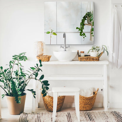 28" x 24" Wall Mounted Mirror Cabinet, 3 Doors, Adjustable Shelves, White Mirror Medicine Cabinets at Gallery Canada