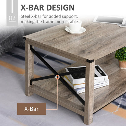 Industrial Coffee Table, Metal X-Bar, Storage Shelf, Living Room Coffee Tables at Gallery Canada