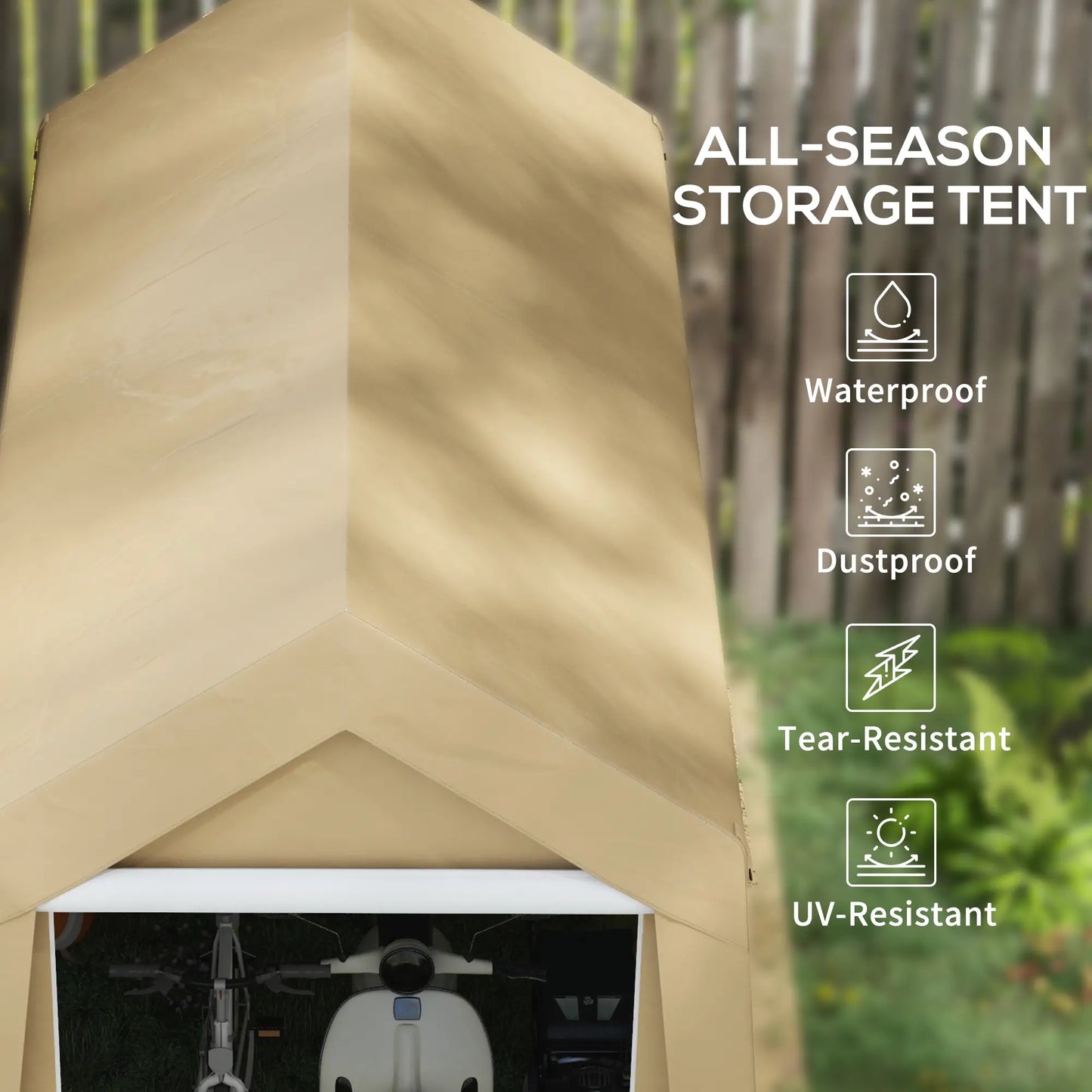 7' x 12' Outdoor Storage Shed, Portable Garage, Roll-up Door, Beige Sheds at Gallery Canada