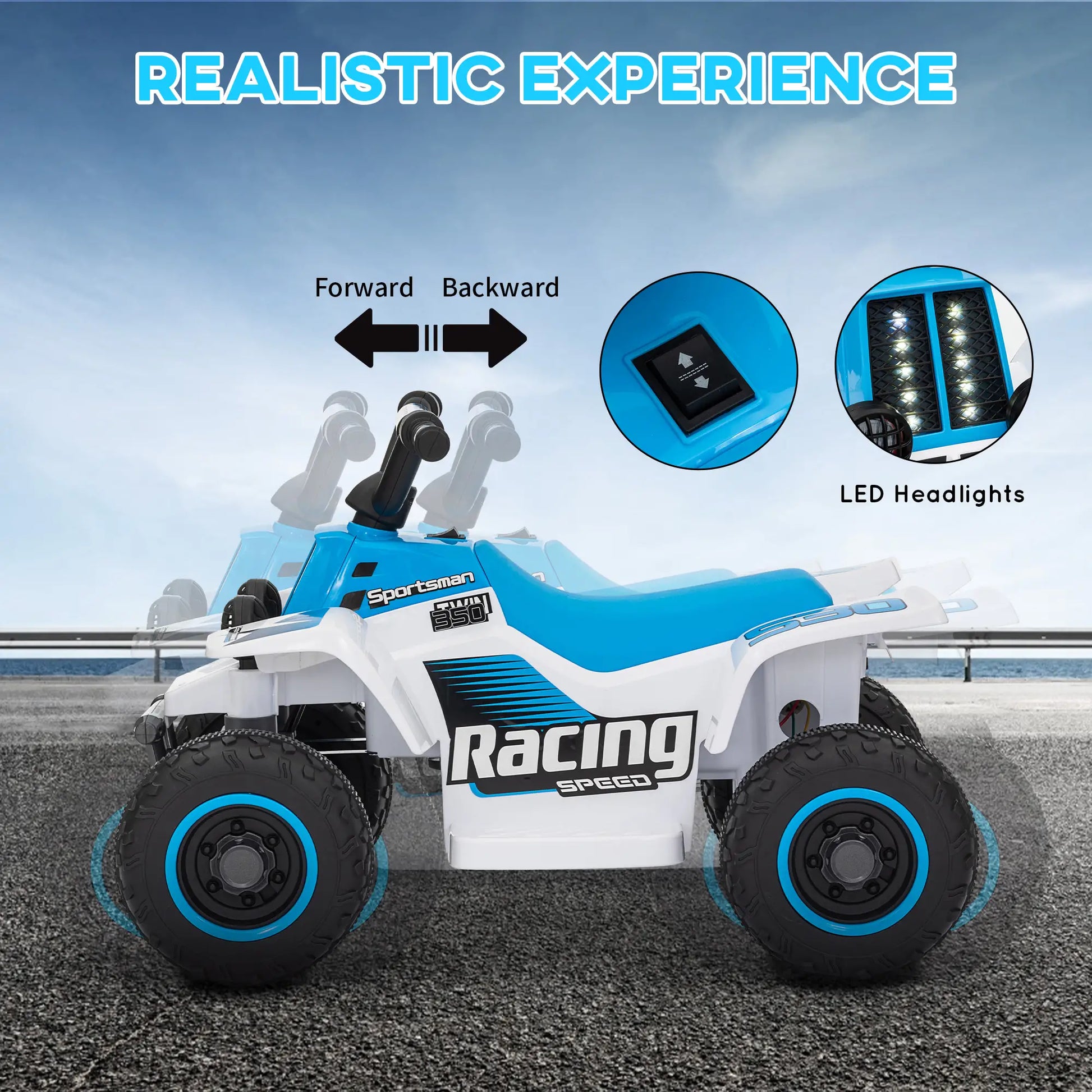 6V Kids ATV Quad, 4 Wheeler Electric Ride On Car, White Electric Toy Cars at Gallery Canada