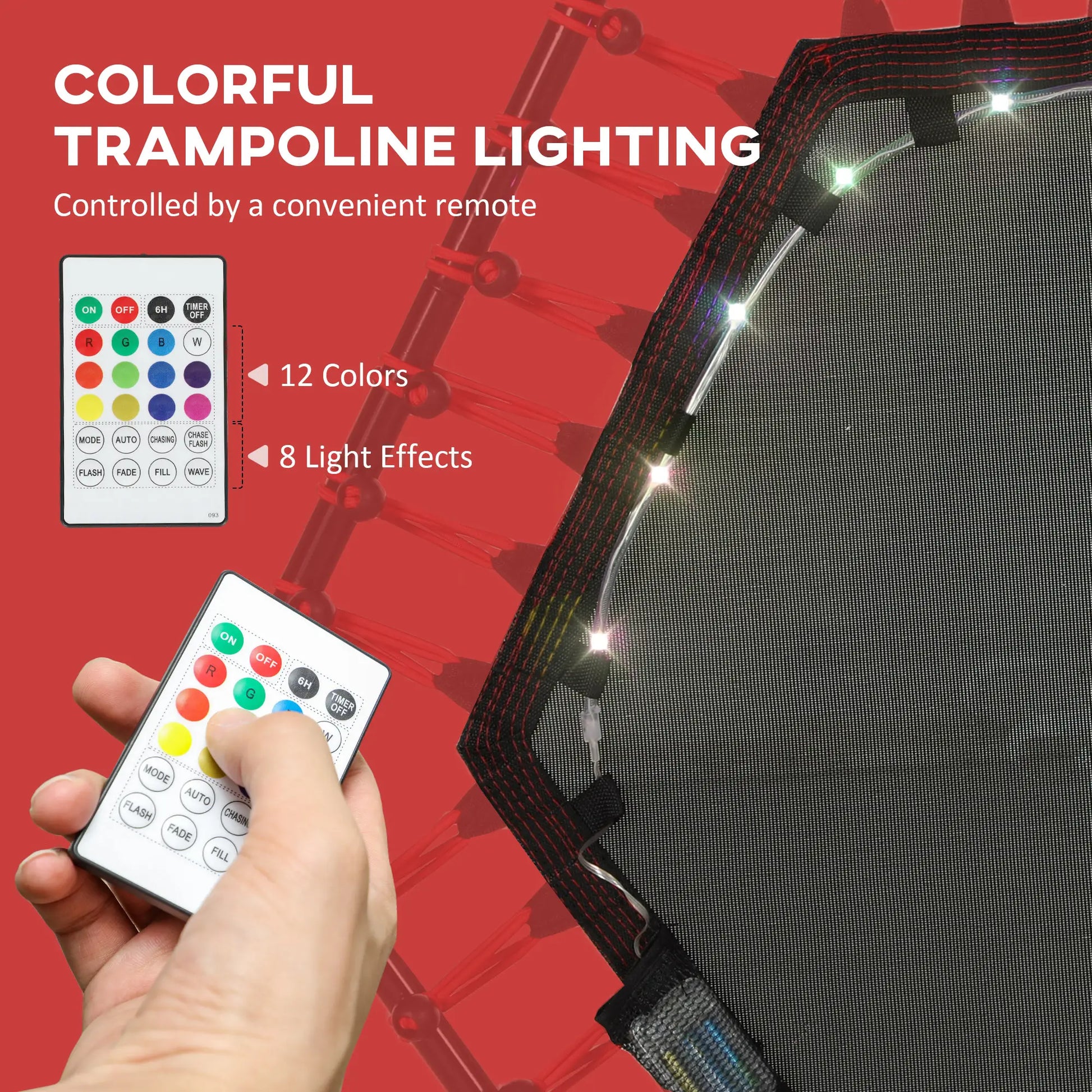 45" Rebounder Trampoline, Quiet Bungee with LED Lights, Red Trampolines at Gallery Canada