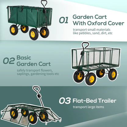 342L Utility Wagon Cart, Removable Mesh Sides, Flatbed for Beach Lawn Yard Folding Garden Carts at Gallery Canada