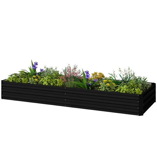 Galvanized Raised Garden Bed, 95" x 36" x 12", Metal Elevated Planter Box, Black Galvanized Planter Boxes Black at Gallery Canada