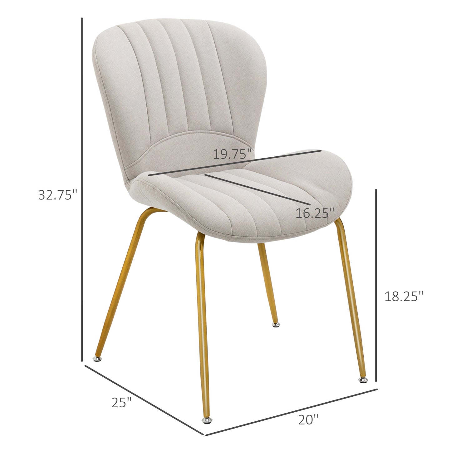 Modern Dining Chairs Set of 2, Cushioned Backrest, Cream White Bar Stools at Gallery Canada