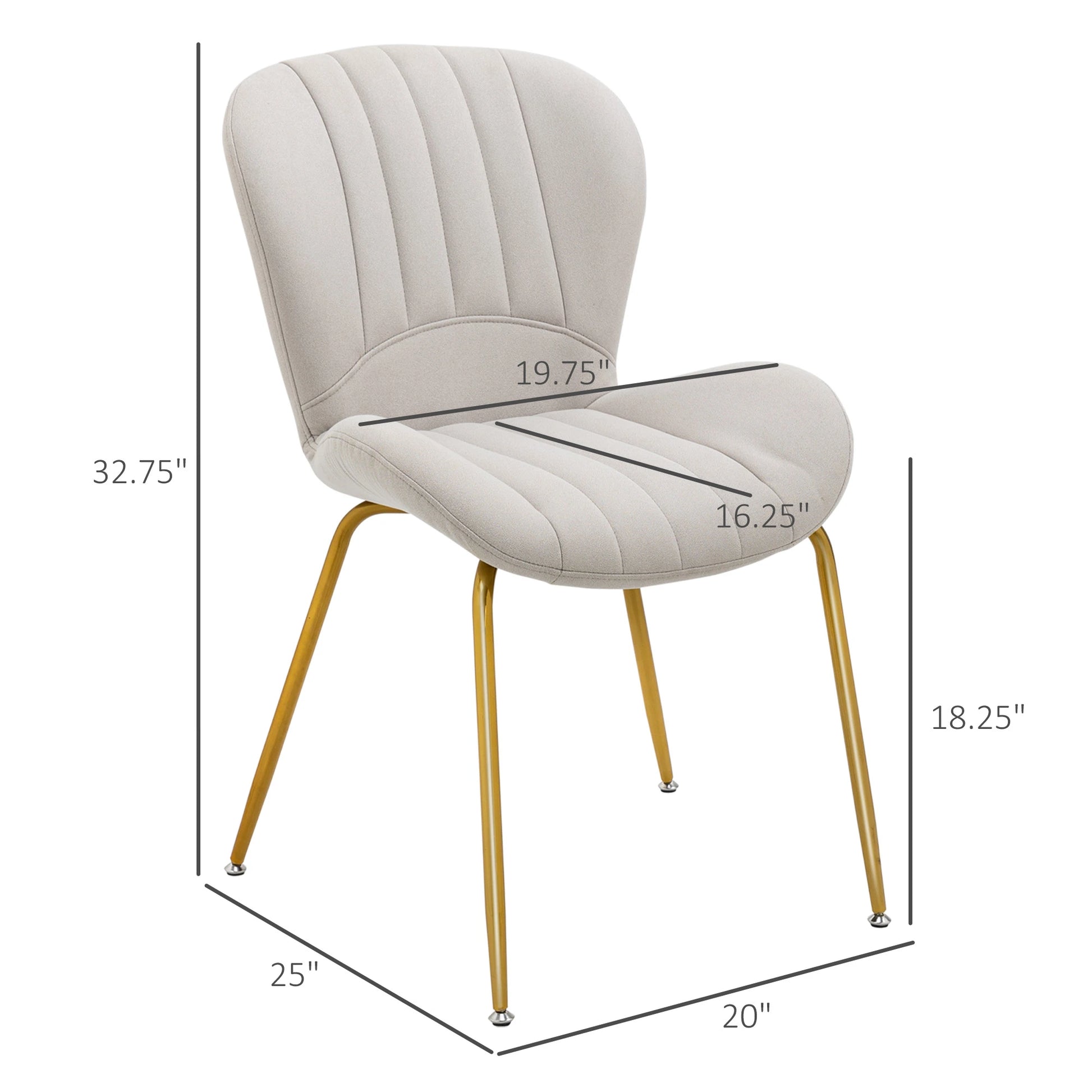 Modern Dining Chairs Set of 2, Cushioned Backrest, Cream White Bar Stools at Gallery Canada