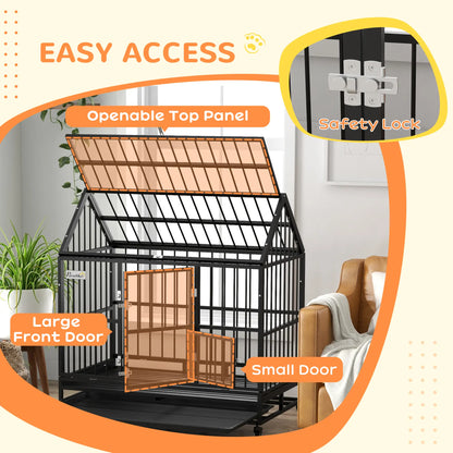 49" Heavy Duty Dog Crate, Removable Tray, Openable Roof, Black Houses, Kennels & Pens at Gallery Canada
