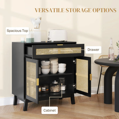 Boho Sideboard Cabinet, Rattan Doors, Black Storage Cabinets at Gallery Canada