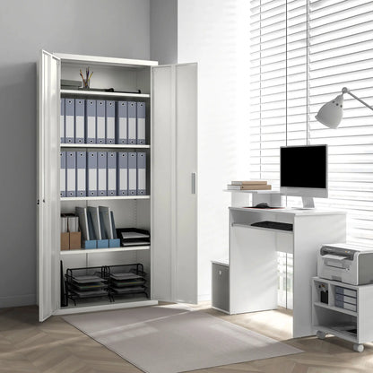 71" Tall Garage Cabinet, Metal Storage, 2 Doors, 4 Adjustable Shelves, White Office Cabinets & Cupboards at Gallery Canada