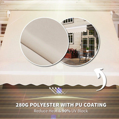 8'x7' Patio Awning, Manual Retractable Sun Shade, Outdoor Deck Canopy Shelter, Beige Patio Awnings at Gallery Canada