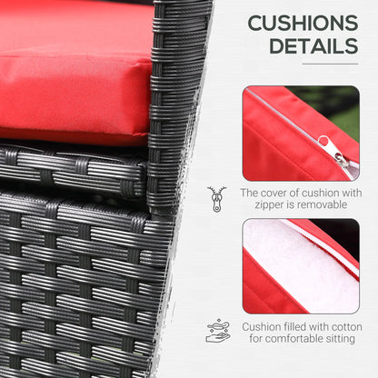 3-Piece Wicker Patio Set, Rattan Bistro with Glass Table, Cushions, Red Bistro Sets at Gallery Canada