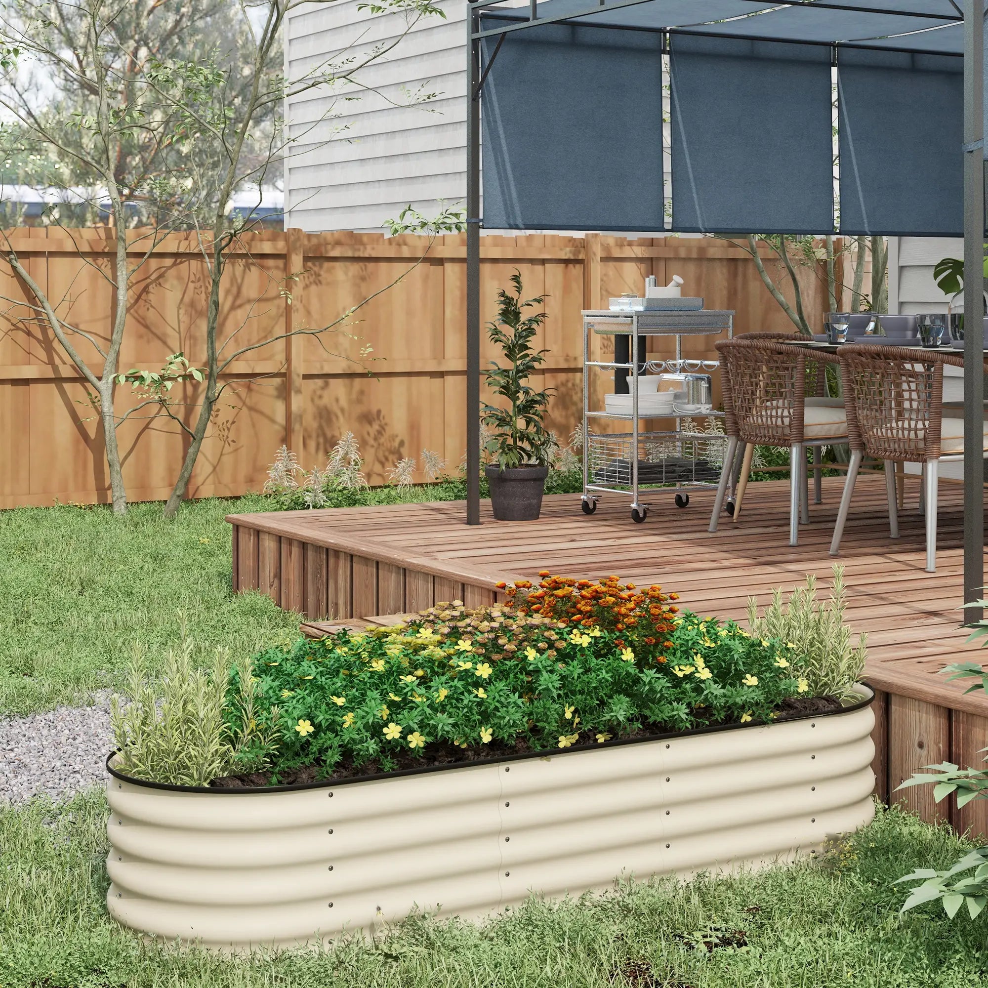 6.5 x 2 x 1.5 FT Galvanized Steel Raised Garden Bed, Cream White Galvanized Planter Boxes at Gallery Canada