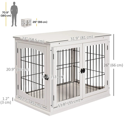26" Wooden Dog Cage, Double Door, Modern Design, White Houses, Kennels & Pens at Gallery Canada