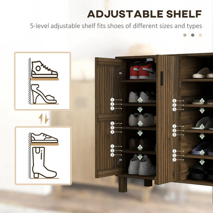 Double Door Shoe Storage, Open Shelves, 17 Pair, Walnut Shoe Storage Cabinets & Racks at Gallery Canada